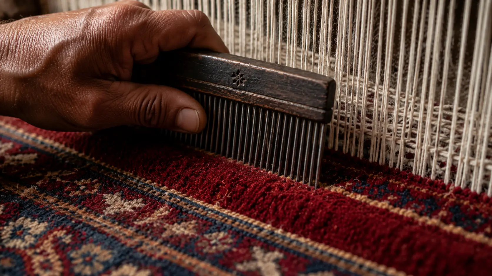 Traditional carpet comb used to beat knots on the loom